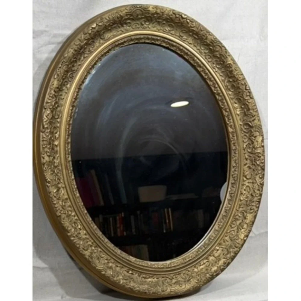 Vintage Intercraft Industries Gold Ornate Oval Wall Mirror Victorian 26x21